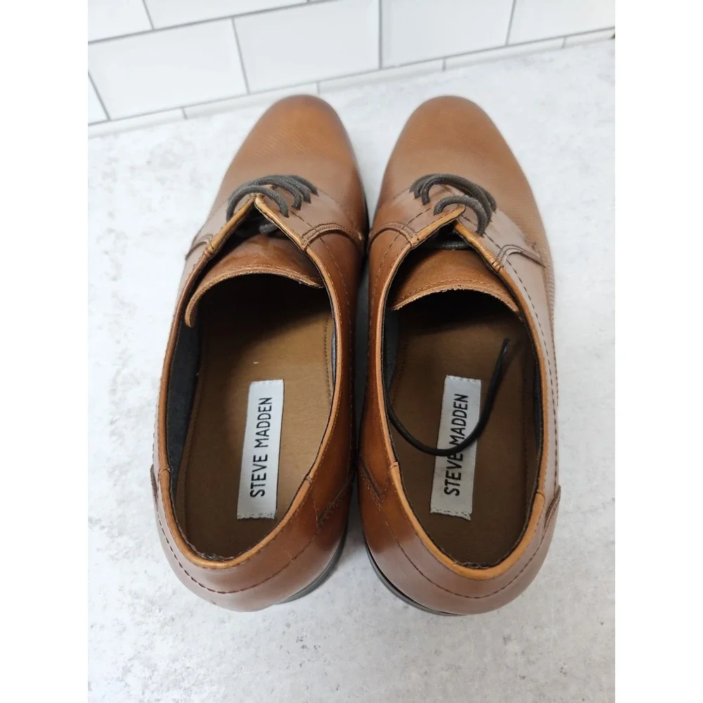Steve Madden Havin Brown Leather Oxford Dress Shoes Lace Up Mens Size 9